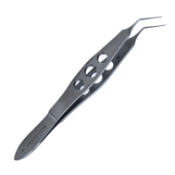 Nevyas Style Utrata Capsulorhexis Forceps, Angled, Long Extremely Thin Shafts, 11mm From Bend To Tip, Small Sharp Cystotome Tips, Three Hole Handle, Overall Length 4" (100mm) 1568663,11/6/6194,K5-5083