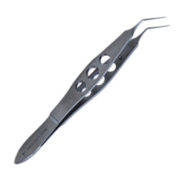 Nevyas Style Utrata Capsulorhexis Forceps, Angled, Long Extremely Thin Shafts, 11mm From Bend To Tip, Small Sharp Cystotome Tips, Three Hole Handle, Overall Length 4" (100mm) 1568663,11/6/6194,K5-5083
