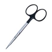 Stevens Tenotomy Scissors, Super Cut, Straight, Blunt Tips, Botttom Blade Serrated, Black Ring Handles, Overall Length 4-1/2" (115mm) 