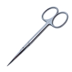 Eye Scissors, Straight, Sharp Tips, 32mm Mid-Screw To Tip, Ring Handle, Polished Finish On Blades, Overall Length 4-1/4" (109mm) 5-4535,2414928,11/5/8511,K4-7400,E3424