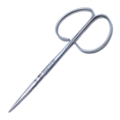 Strabismus Scissors, Straight, Blunt Tips, 29mm Mid-Screw To Tip, Ribbon Style Ring Handle, Polished Finish On Rounded Blades, Overall Length 4-1/4" (109mm) 1015862,May-81,K4-9020,08-03611,E3570 I