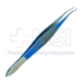 Corneal Forceps, Titanium, 0.12mm, 1 x 2 Teeth Set At 45 Degrees, 6mm Diamond Dusted Tying Platform, Colibri Style, Serrated Wide Slotted Handle, Polished Finish, Overall Length 4-1/4" (109mm) - 5-4316-TDD