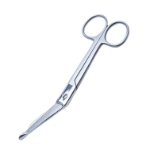 Lister Bandage Scissors, Angled, Probe Tip, Two Tone Finish, Overall Length 5-1/2" (140mm) 