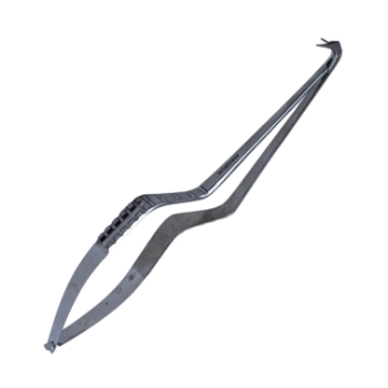 Yasargil Micro Circumflex Bayonet Scissors, 125 Degrees Gooseneck Angled Blades, Flat Handle, Overall Length 7-1/4" (183mm) 