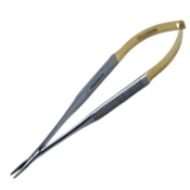 Micro Needle Holder, TC, Serrated 3mm To 1mm Tapered Jaw, Ring Handle, Overall Length 6" (152mm) 