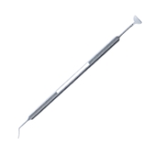 Rowen Buratto Lasik Flap Protector, Double Ended, Crescent Shaped 10mm Blade, Angled Slightly Curved Spatula, Longitudinal Grooved Handle 360074,11/4/2885,K3-1774