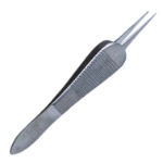 Sauer Suturing Forceps, Straight Shafts, 1 x 2 Teeth Set At 45 Degrees, Serrated Wide Handle, Polished Finish, Overall Length 3-3/8" (87mm) 380340,May-41,K5-3560,08-01271,E1830 90