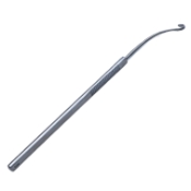 Scobee Oblique Muscle Hook, Curved Shaft, Flat 4.5mm Hook, Serrated Flat Handle, Polished Finish, Overall Length 5-1/4" (133mm) E0564,3272E,E0564