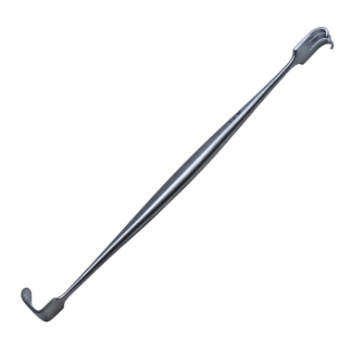 Senn Retractor, Double Ended, 3 Sharp Prongs, 8mm Spread, 19mm x 6.3mm (3/4" x 1/4") Solid Blade, Overall Length 6-1/4" (159mm) 