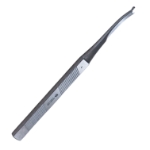 Silver Osteotome, Curved Left, 4mm Wide, Guard, Overall Length 7-1/8" (180mm) 