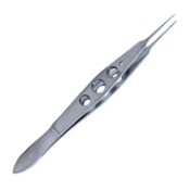 Snider Castroviejo Suture Forceps, 0.12mm, 1 x 2 Teeth, Tying Platform, Guide Pin, Three Hole Handle 643504,11/6/3661,K5-2550