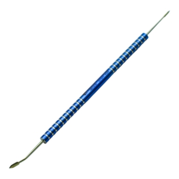 Spatula, Femtosecond, Double Ended, 0.8mm Angled, 0.8mm Straight, Round Grooved Grip Handle 
