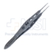 Stern-Castroviejo Suturing Forceps, Straight, 0.5mm, 1 x 2 Teeth, Tying Platform, With Lock, Three Hole Handle, Overall Length 4-1/4" (110mm) - 11-6-3663
