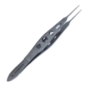 Stern-Castroviejo Suturing Forceps, Straight, 0.5mm, 1 x 2 Teeth, Tying Platform, With Lock, Three Hole Handle, Overall Length 4-1/4" (110mm) 644234,11/6/3663,K5-2552