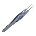 Stern-Castroviejo Suturing Forceps, Straight Shafts, 0.5mm Teeth, 6mm Tying Platform, Wide Serrated Handle, Thumb Catch Lock Polished Finish, Overall Length 4-1/2" (115mm) E1798S,2335E,E1798S