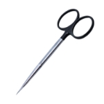 Stevens Tenotomy Scissors, Super Cut, Sharp Tips, Bottom Blade Serrated, Black Ring Handles, Overall Length 4-1/2" (115mm) 