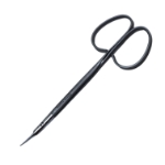 Stitch Removal Scissors, Curved, Thin Sharp Pointed Tips, 18mm From Screw To Tips, Two Tone Finish, Ribbon Style Ring Handles, Overall Length 4-7/8" (124mm) 