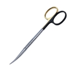 Strabismus Scissors, TC, Super Cut, Curved, One Black Ring, One Gold Ring Handle, Overall Length 4-1/2" (115mm) 