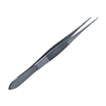 Dressing Forceps, Straight, Serrations, Serrated Handle, Polished Finish, Delicate 11mm Tips, Overall Length 4" (100mm) K5-4000,08-01501,E1400