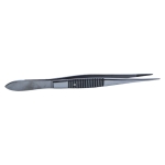 Dressing Forceps, Straight, Serrations, Serrated Handle, Polished Finish, Heavy 12mm Straight Tips, Overall Length 4" (100mm) 224746,5-2515,08-01504,E1404