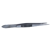 Dressing Forceps, Straight, Serrations, Serrated Handle, Polished Finish, Heavy 12mm Straight Tips, Overall Length 4" (100mm) 224746,5-2515,08-01504,E1404