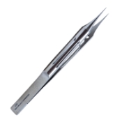 Suture Forceps, 0.12mm, 1 x 2 Teeth, Platforms Teeth Set At 90 Degrees, Ergonomic Fenestrated Handle, Overall Length 4-1/8" (105mm) 