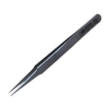 Swiss Jeweler Forceps, #2, Straight Shafts, Fine Pointed Tips, 0.34mm Tip Width, Smooth Handle, Dull Finish, Overall Length 4.728" (120mm) 