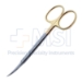 Iris Scissors, TC, Curved, Sharp Tips, Square Edge Shanks, Larger Gold Ring Handles, Overall Length 4-1/2" (115mm) - 19-132109