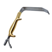 Tebbetts Fiber Optic Retractor, Stainless Steel, 150mm x 30mm Blade, Comfort Grip Handle, With Teeth, Smoke Evacuation Suction Tube, Fiber Optic Tube 