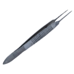 Thorpe Corneal Fixation Forceps, Straight Shafts, 45 Degrees 2 x 3 (0.12mm) Teeth, Tying Platform, Serrated Handle, Polished Finish, Overall Length 3-3/4" (94mm) 344546,May-43,E1732
