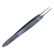 Thorpe Corneal Fixation Forceps, Straight Shafts, 45 Degrees 2 x 3 (0.12mm) Teeth, Tying Platform, Serrated Handle, Polished Finish, Overall Length 3-3/4" (94mm) 344546,May-43,E1732