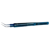 Kraff Utrata Capsulorhexis Forceps, Titanium, Recessed Jaws, Sharp Tip, 1mm Laser Lines, Round Handle 