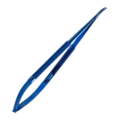 Microsurgical Needle Holder, Titanium, Curved, 0.8mm Diamond Dusted Jaws, With Box Lock, 8mm Diameter Knurled Round Handle, Overall Length 7" (180mm) 