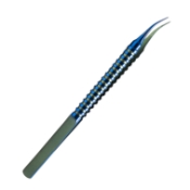 OGawa Style Suture Forceps, Titanium, Curved, 0.12mm, 1 x 2 Teeth, 6mm Platforms, Round Handle, Overall Length 4-1/3" (111mm) 