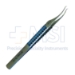Nordan Style Colibri Forceps, Titanium, 0.12mm, 1 x 2 Teeth, 6mm Platforms, 2mm Tip Length, Round Handled, Small Flat Grip, Overall Length 4-1/2" (115mm) - TDK-3-554