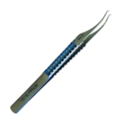 Nordan Style Colibri Forceps, Titanium, 0.12mm, 1 x 2 Teeth, 6mm Platforms, 2mm Tip Length, Round Handled, Small Flat Grip, Overall Length 4-1/2" (115mm) 