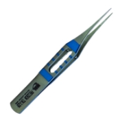 Tying Forceps, Titanium Square Grip Flat Handle, 0.3mm 1 x 2 teeth, 6mm Tying Platforms, Straight Shafts, Overall Length 4-1/2" (115mm) 