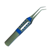 Tying Forceps, Titanium, Angled 45 Degees, 7mm From Bend To Tip, 6mm Tying Platforms, Square Grip Flat Handle, Overall Length 3-1/4" (82mm) 