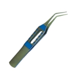 Tying Forceps, Titanium, Angled 45 Degees, 12mm From Bend To Tip, 6mm Tying Platforms, Square Grip Flat Handle, Overall Length 3-1/4" (82mm) 