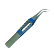 Tying Forceps, Titanium, Angled 45 Degees, 10mm From Bend To Tip, 6mm Tying Platforms, Square Grip Flat Handle, Overall Length 3-1/4" (82mm) 2-524