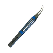 Tying Forceps, Titanium, Curved, Extra Delicate Design 6mm Tying Platforms, Square Grip Flat Handle, Overall Length 4-1/2" (114mm) 