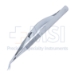 Troutman-Castroviejo Corneal Section Scissors, Left, Barraquer Stop/Lock, Miniature Model Has Curved Blades, Blunt Tips, Both Blades Of Equal Length, 13mm Mid-Screw To Tip, Overall Length 4-1/8" (105mm) - 5-4422