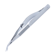 Troutman-Castroviejo Corneal Section Scissors, Left, Barraquer Stop/Lock, Miniature Model Has Curved Blades, Blunt Tips, Both Blades Of Equal Length, 13mm Mid-Screw To Tip, Overall Length 4-1/8" (105mm) 921264,May-22,E3311