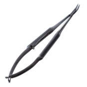 Troutman Needle Holder, Curved, Without Lock, 15mm Mid-Screw To Tip, Knurled Handle, Overall Length 4-7/8" (125mm) 899174,11/7/4361,K6-3250