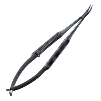 Troutman Needle Holder, Curved, Without Lock, 15mm Mid-Screw To Tip, Knurled Handle, Overall Length 4-7/8" (125mm) 899174,11/7/4361,K6-3250