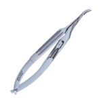 Troutman Needle Holder, Curved, Fien 9mm Jaws, With Lock, Flat Wide Serrated Handle, Overall Length 5-1/8" (130mm) E3839 XWH,E3839 XWH