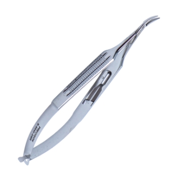 Troutman Needle Holder, Curved, Fien 9mm Jaws, With Lock, Flat Wide Serrated Handle, Overall Length 5-1/8" (130mm) E3839 XWH,E3839 XWH
