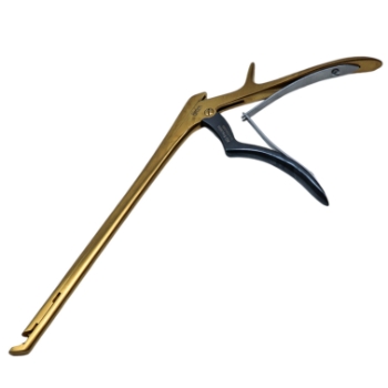 Two Tone Ferris Smith Kerrison Rongeur, Titanium Nitrite Body, 40 Degrees Upbite, 6mm Bite, 10mm Opening, Ejector, Standard Footplate, Shaft Length 8" (203.2mm) 