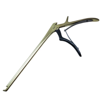 Two Tone Ferris Smith Kerrison Rongeur, Titanium Nitrite Body, 40 Degrees Upbite, 6mm Bite, 10mm Opening, Ejector, Standard Footplate, Shaft Length 9" (229mm) 