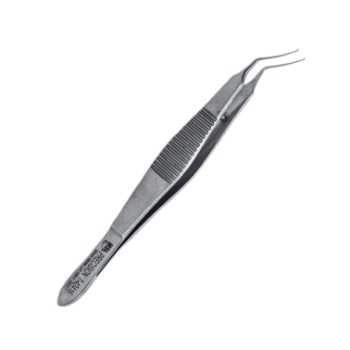 Utrata Capsulorhexis Forceps, Extra Delicate Serrated Tips, Vaulted Shaft, 13.5mm Angled Tip To Bend, Flat Serrated Handle, Overall Length 4" (100mm) 